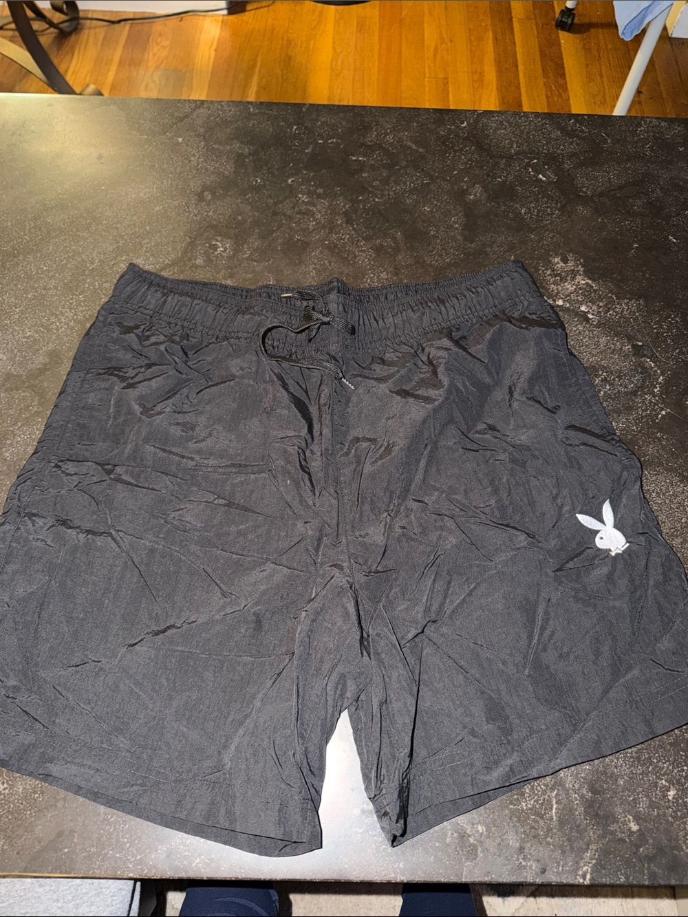PLAYBOY Black Swim Shorts with White Bunny Logo